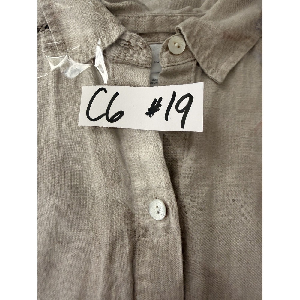 J Jill Love Linen top Women's Casual Short Sleeve 100% Linen Button Up SZ-L - Picture 16 of 16